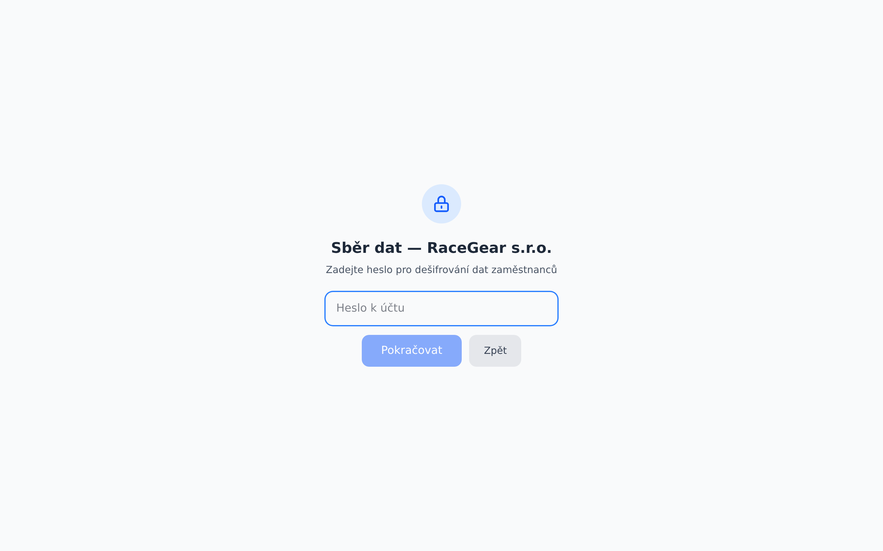 Kiosk mode — vstup heslem